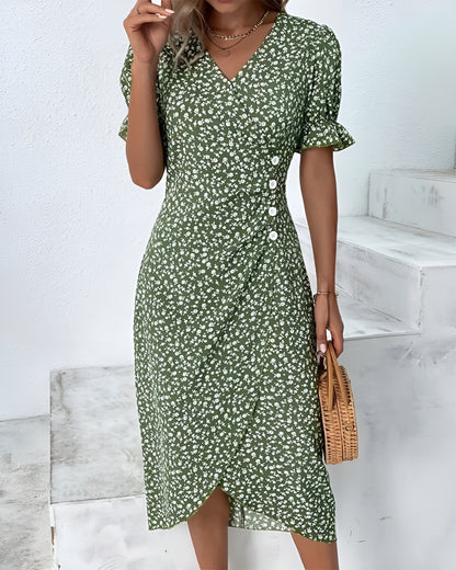 Sara Short Sleeve Floral Print Dress