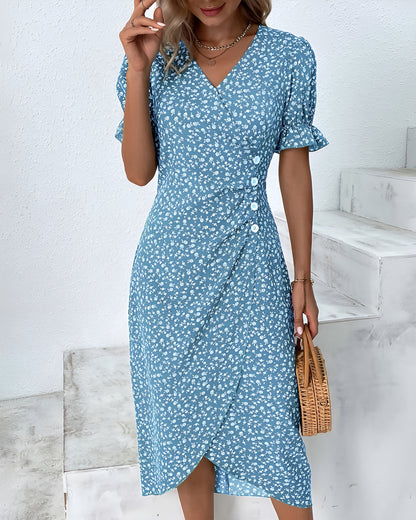 Sara Short Sleeve Floral Print Dress