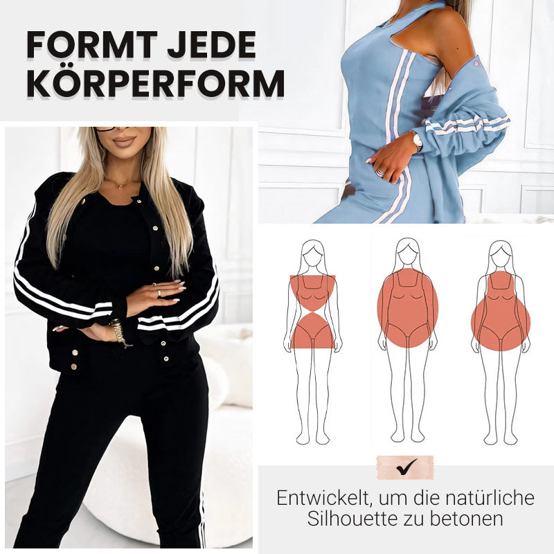 Dreiteiliges Set aus Baseballjacke und -hose für Damen