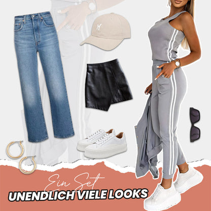 Dreiteiliges Set aus Baseballjacke und -hose für Damen